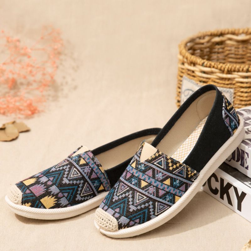 Damen Casual Soft Patchwork Round Toe Fischerschuhe