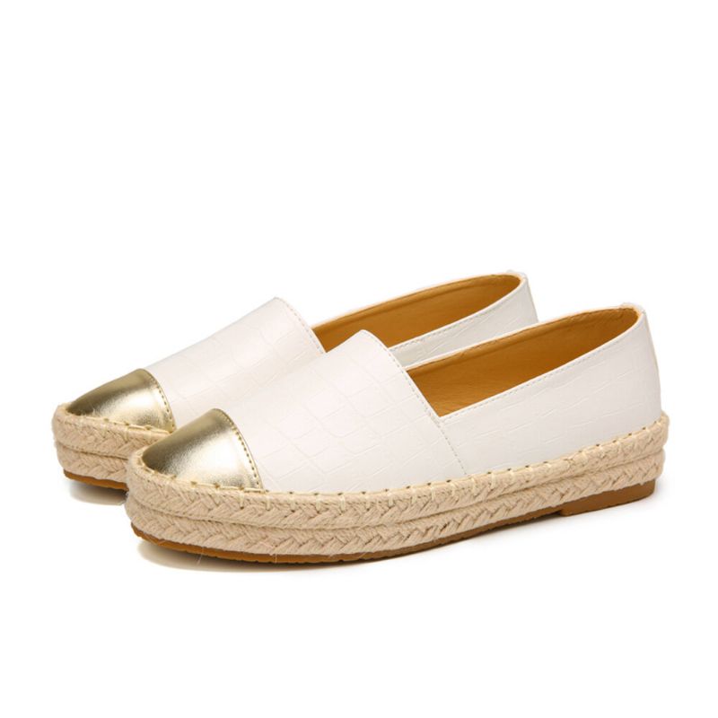 Damen Casual Splicing Slip On Espadrille Loafers Flats Fischerschuhe