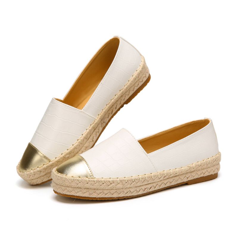 Damen Casual Splicing Slip On Espadrille Loafers Flats Fischerschuhe