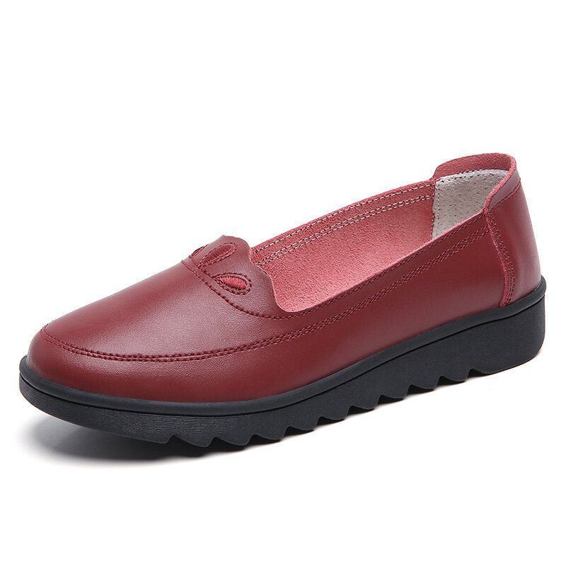 Damen Daily Round Toe Weiche Einfarbige Flache Loafer-schuhe