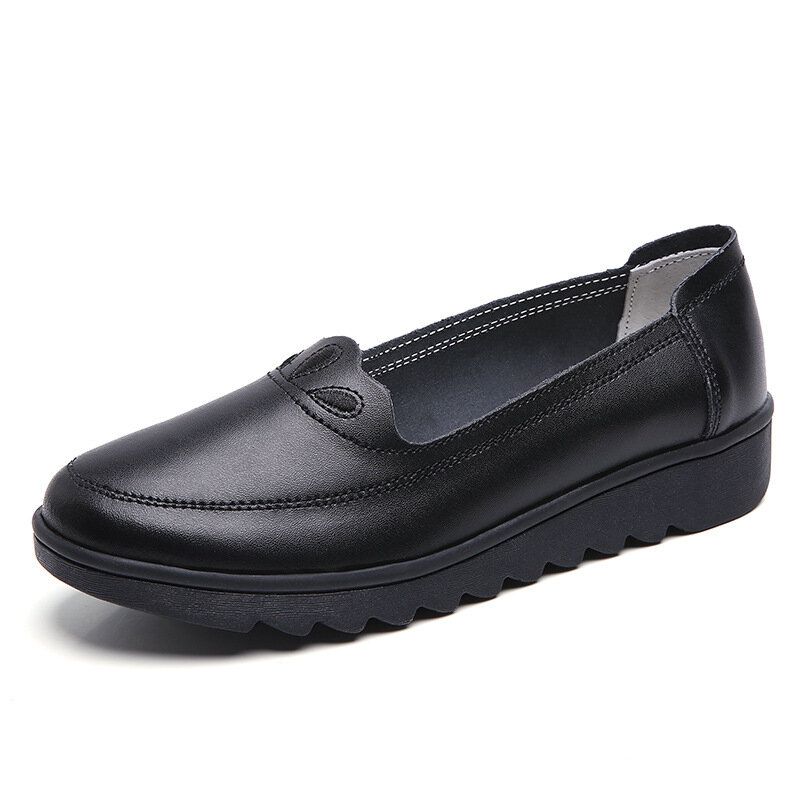 Damen Daily Round Toe Weiche Einfarbige Flache Loafer-schuhe