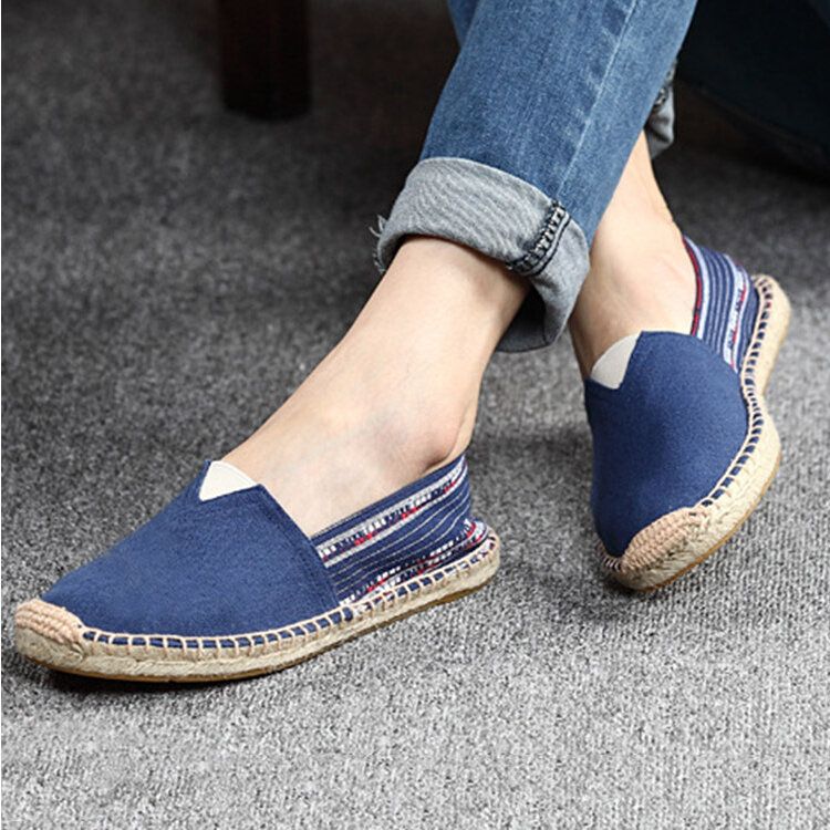 Damen-espadrille-fischerschuhe Im Ethno-stil Leinen Groß