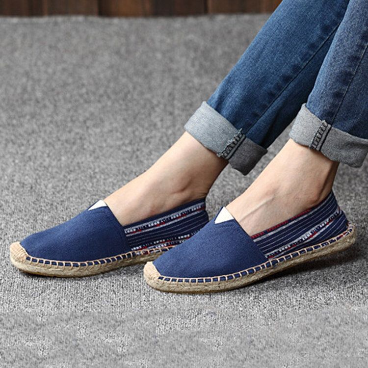 Damen-espadrille-fischerschuhe Im Ethno-stil Leinen Groß