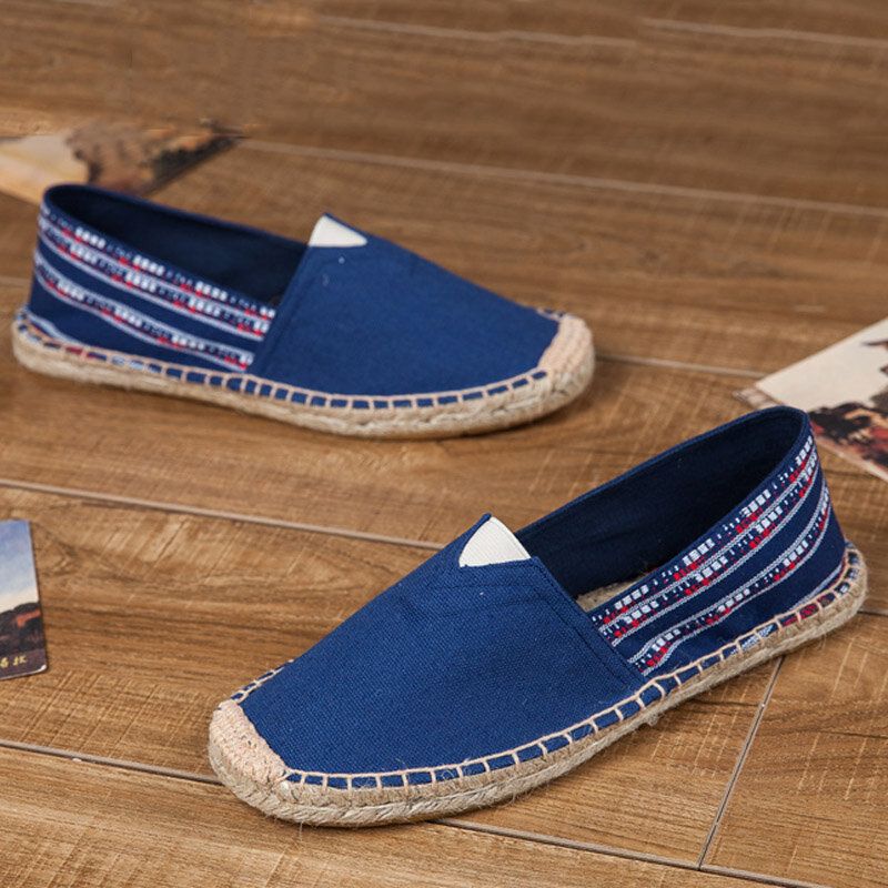 Damen-espadrille-fischerschuhe Im Ethno-stil Leinen Groß