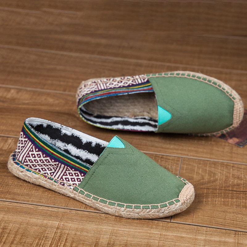 Damen-espadrille-fischerschuhe Im Ethno-stil Leinen Groß