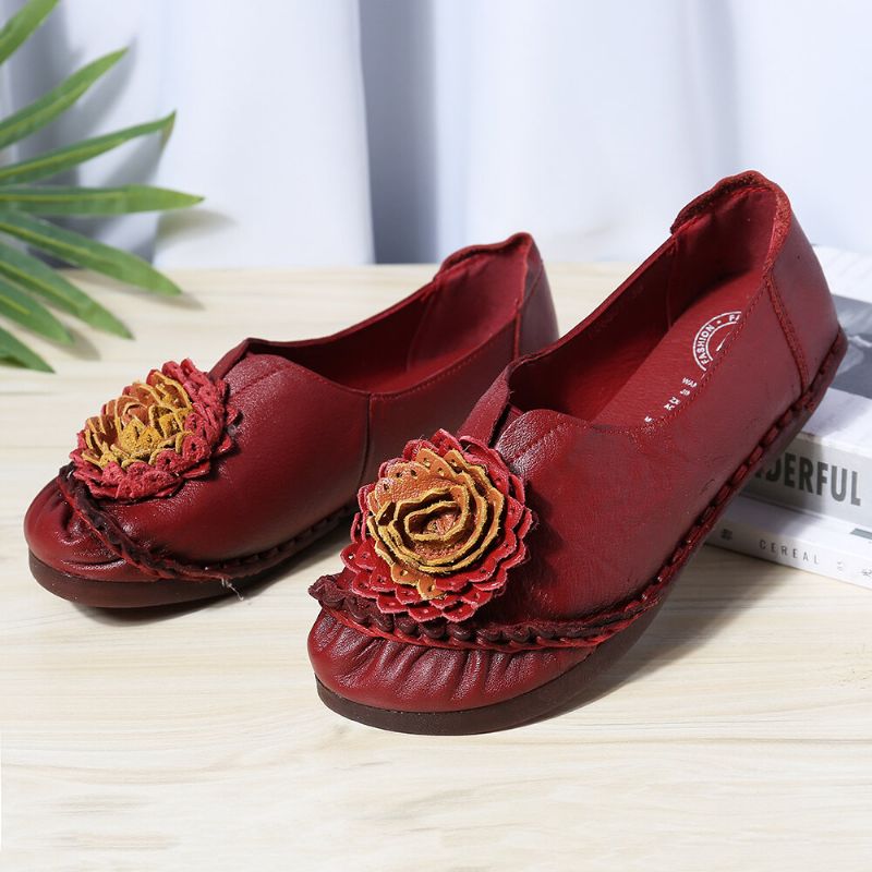 Damen Folkways Stricing Flowers Bequeme Weiche Sohle Lässige Flache Loafer