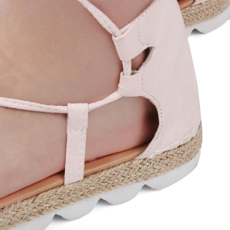 Damen-riemchen-espadrilles In Übergröße Lässige Einfarbige Sommer-plateau-sandalen