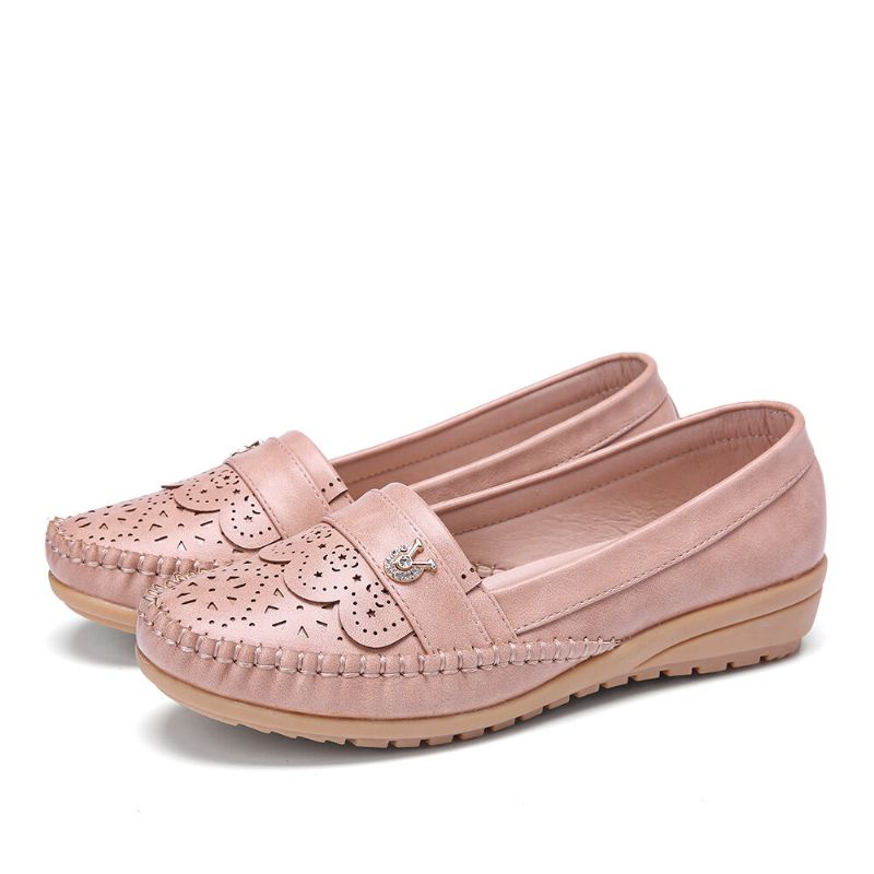 Damen Rüschen Stricting Decor Hohl Bequeme Rutschfeste Casual Flats