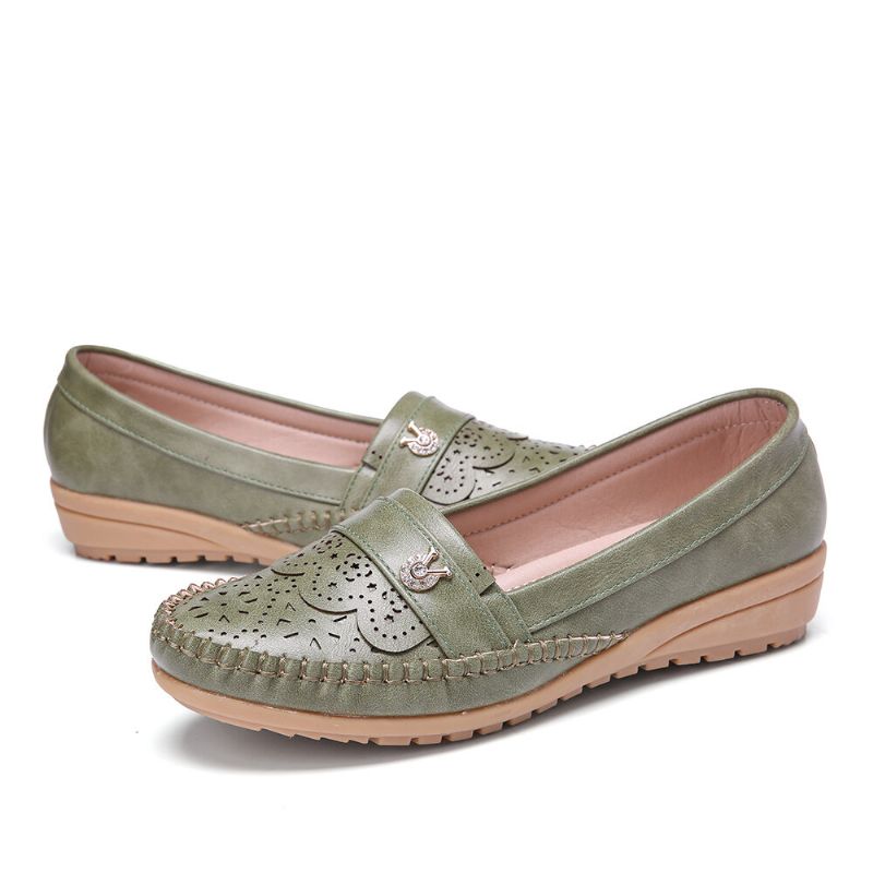 Damen Rüschen Stricting Decor Hohl Bequeme Rutschfeste Casual Flats