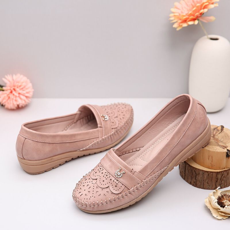 Damen Rüschen Stricting Decor Hohl Bequeme Rutschfeste Casual Flats