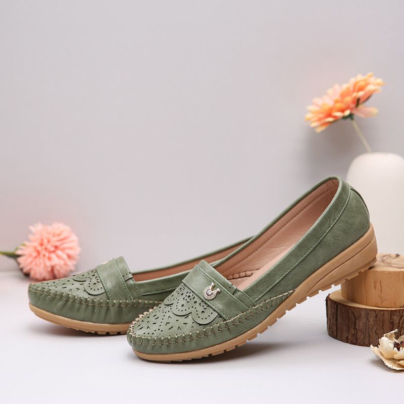 Damen Rüschen Stricting Decor Hohl Bequeme Rutschfeste Casual Flats