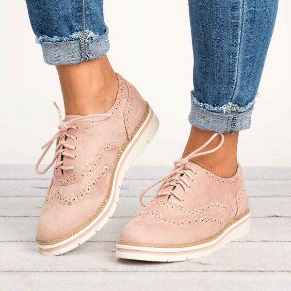 Damen-schnürschuhe Im Brogue-stil Weiche Legere Oxford-loafer Zum Schnüren