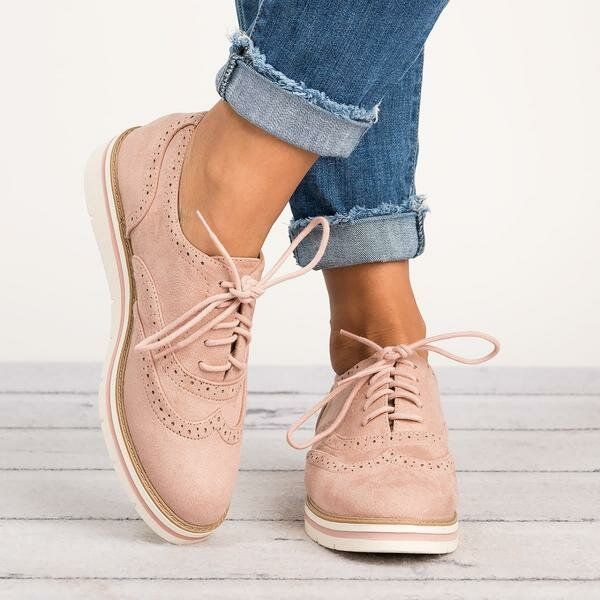 Damen-schnürschuhe Im Brogue-stil Weiche Legere Oxford-loafer Zum Schnüren