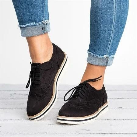 Damen-schnürschuhe Im Brogue-stil Weiche Legere Oxford-loafer Zum Schnüren