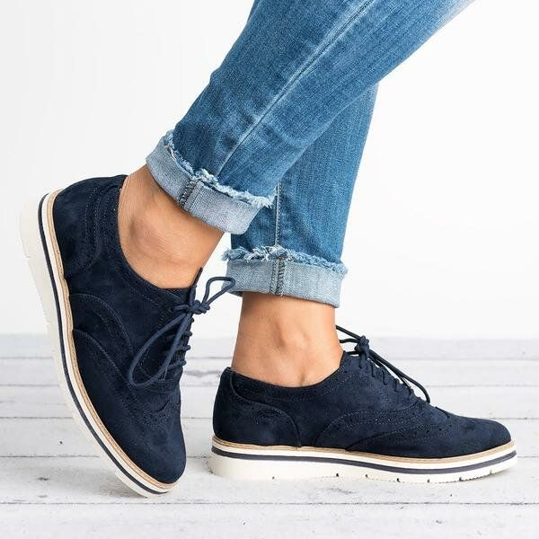 Damen-schnürschuhe Im Brogue-stil Weiche Legere Oxford-loafer Zum Schnüren