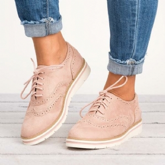 Damen-schnürschuhe Im Brogue-stil Weiche Legere Oxford-loafer Zum Schnüren