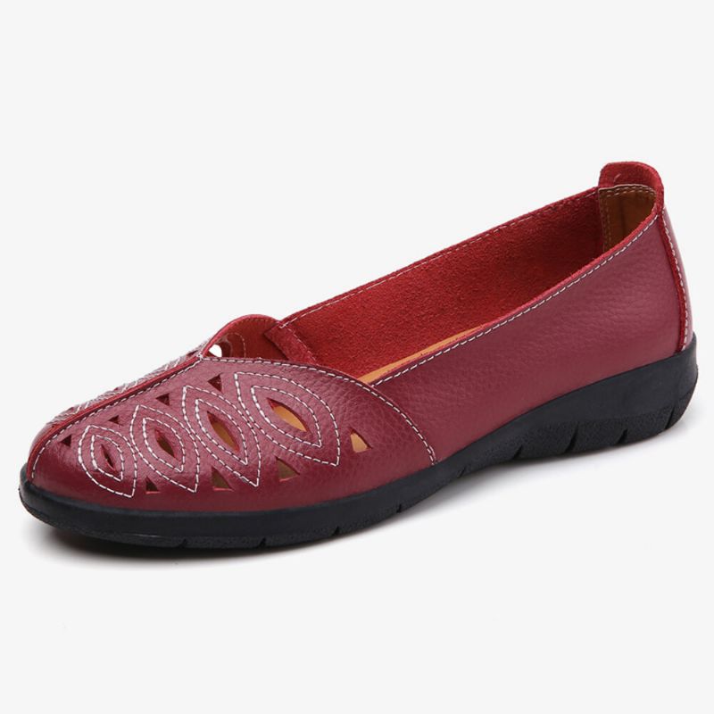 Damen Stitching Flower Hollow Rutschfester Casual Slip On Loafers