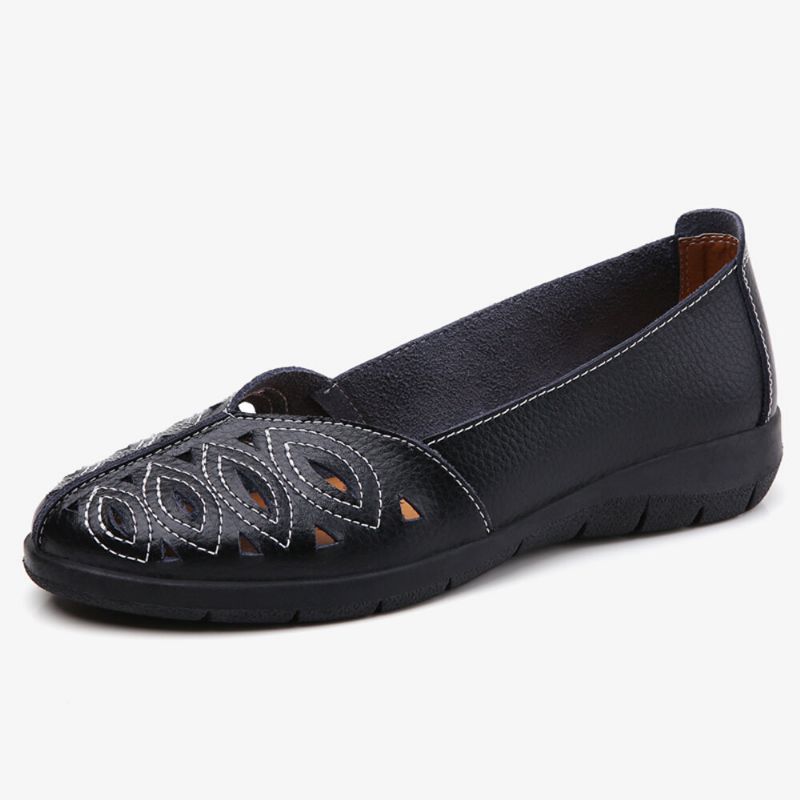 Damen Stitching Flower Hollow Rutschfester Casual Slip On Loafers