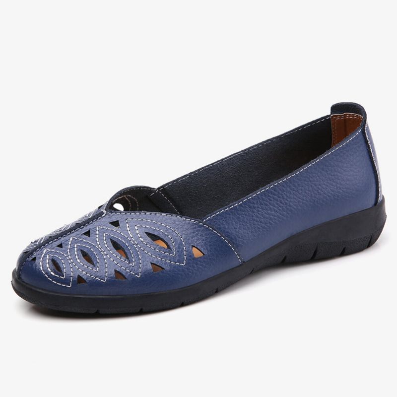 Damen Stitching Flower Hollow Rutschfester Casual Slip On Loafers