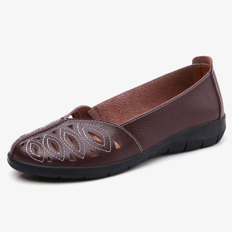 Damen Stitching Flower Hollow Rutschfester Casual Slip On Loafers