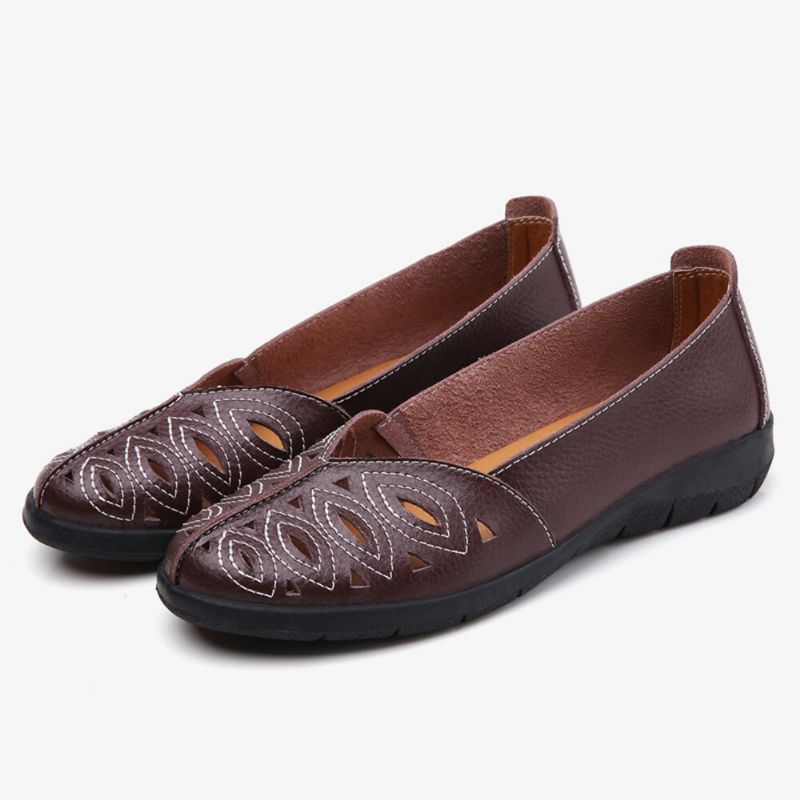 Damen Stitching Flower Hollow Rutschfester Casual Slip On Loafers