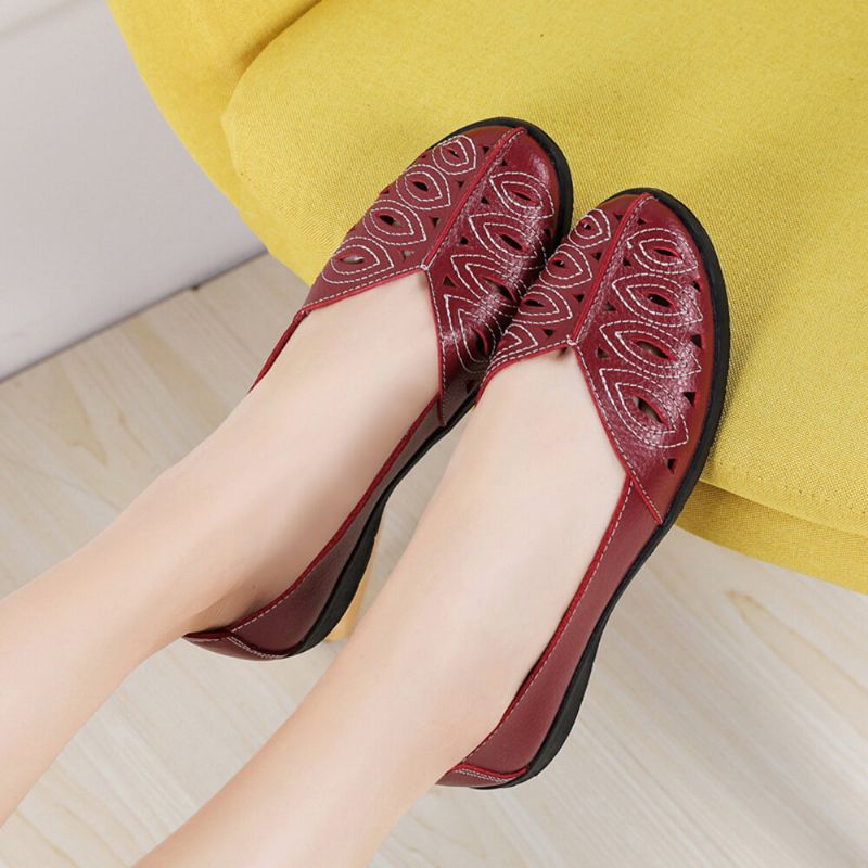 Damen Stitching Flower Hollow Rutschfester Casual Slip On Loafers