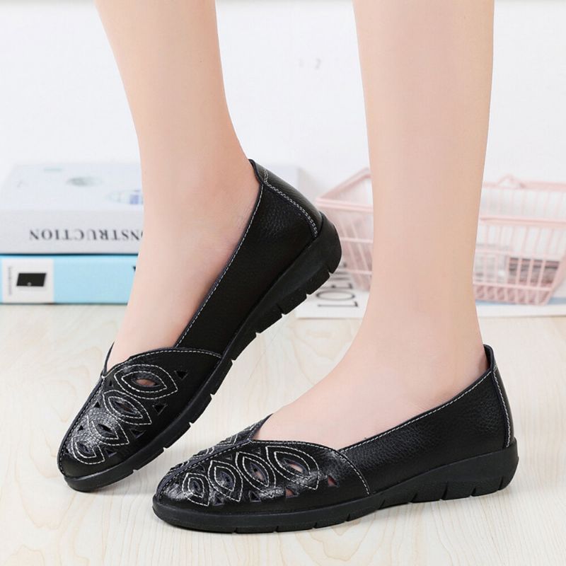 Damen Stitching Flower Hollow Rutschfester Casual Slip On Loafers