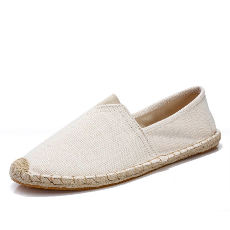 Einfarbige Slip-on-espadrilles Für Damen Große Größe Flache Fischerschuhe