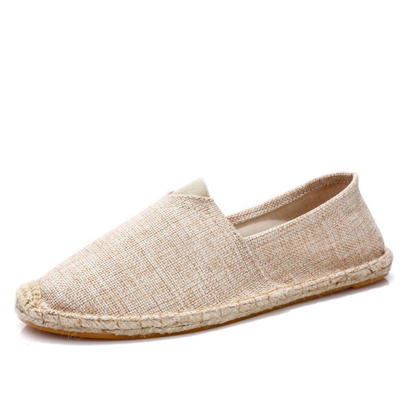 Einfarbige Slip-on-espadrilles Für Damen Große Größe Flache Fischerschuhe