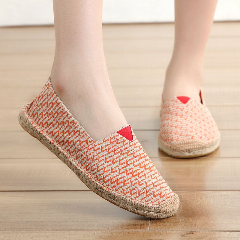 Einfarbige Slip-on-espadrilles Für Damen Große Größe Flache Fischerschuhe