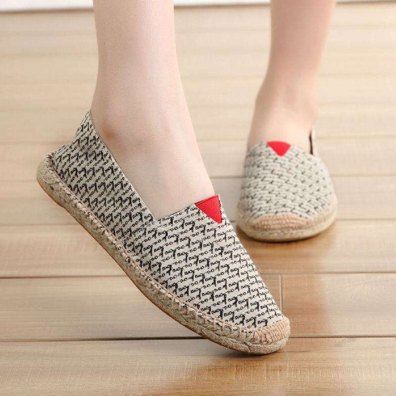 Einfarbige Slip-on-espadrilles Für Damen Große Größe Flache Fischerschuhe