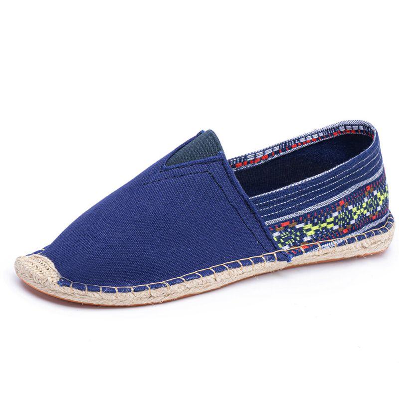 Ethno-spleißen Bunt Gestreiftes Leinen Bequeme Atmungsaktive Slip-on Lässige Espadrille-flachschuhe