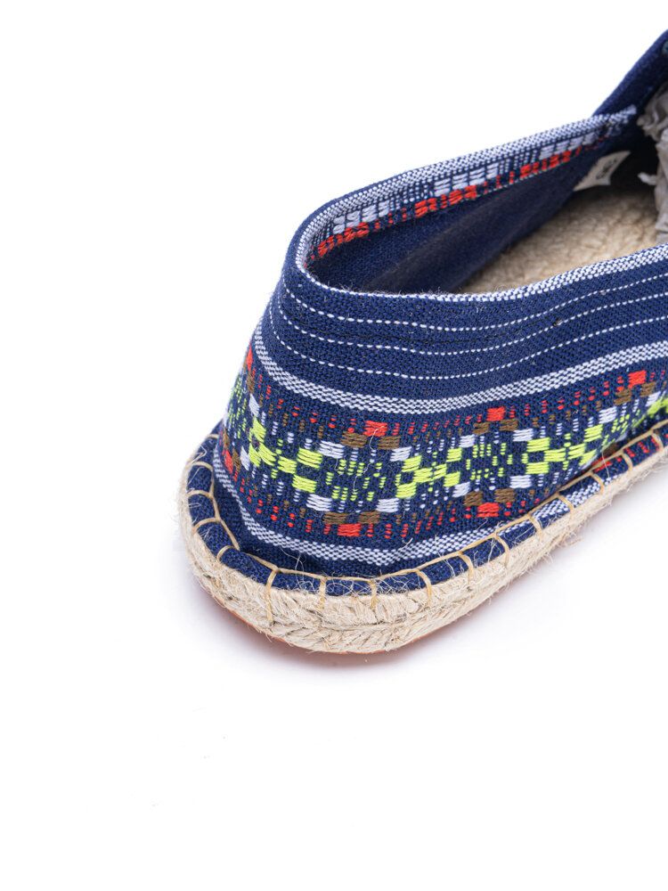 Ethno-spleißen Bunt Gestreiftes Leinen Bequeme Atmungsaktive Slip-on Lässige Espadrille-flachschuhe