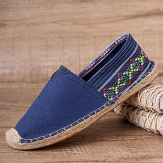 Ethno-spleißen Bunt Gestreiftes Leinen Bequeme Atmungsaktive Slip-on Lässige Espadrille-flachschuhe