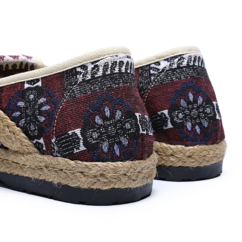 Flache Espadrille-slipper Aus Leinen Mit Strohmuster Für Damen