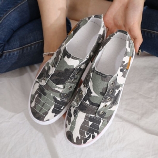 Frauen Camouflage Canvas Weite Passform Bequeme Tragbare Freizeitschuhe