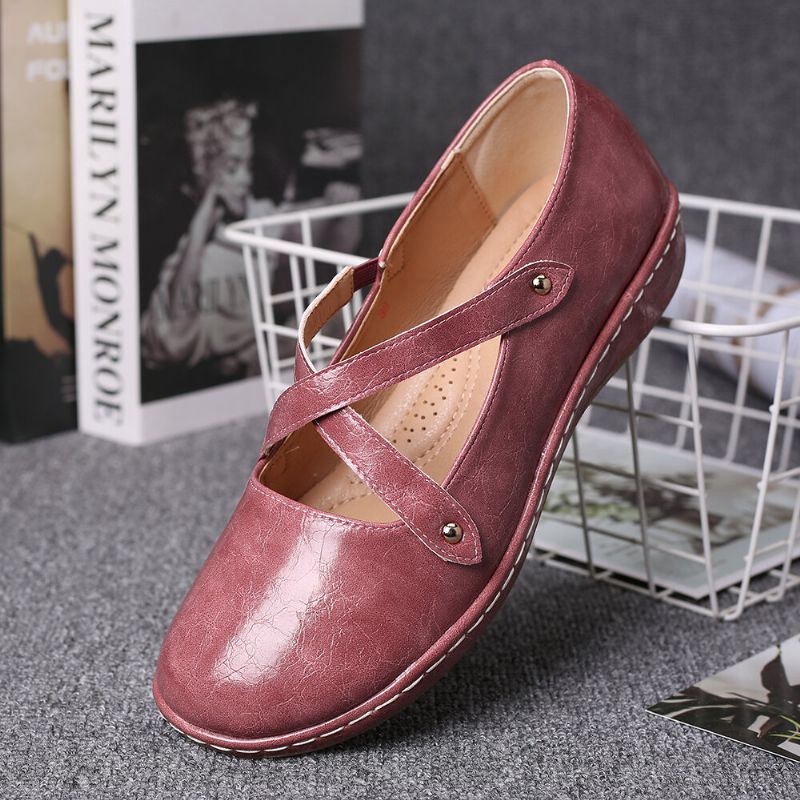 Frauen Cross Strap Solid Color Casual Comfy Flats