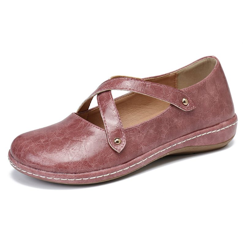 Frauen Cross Strap Solid Color Casual Comfy Flats