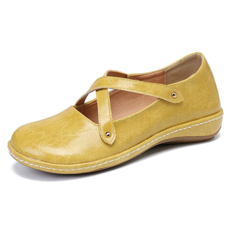 Frauen Cross Strap Solid Color Casual Comfy Flats