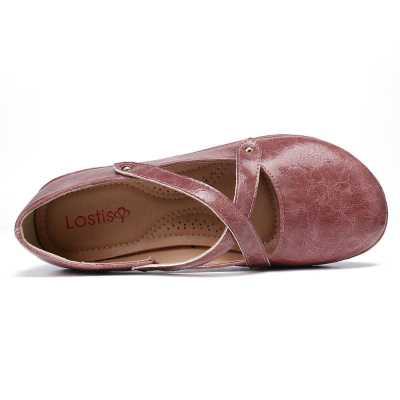 Frauen Cross Strap Solid Color Casual Comfy Flats