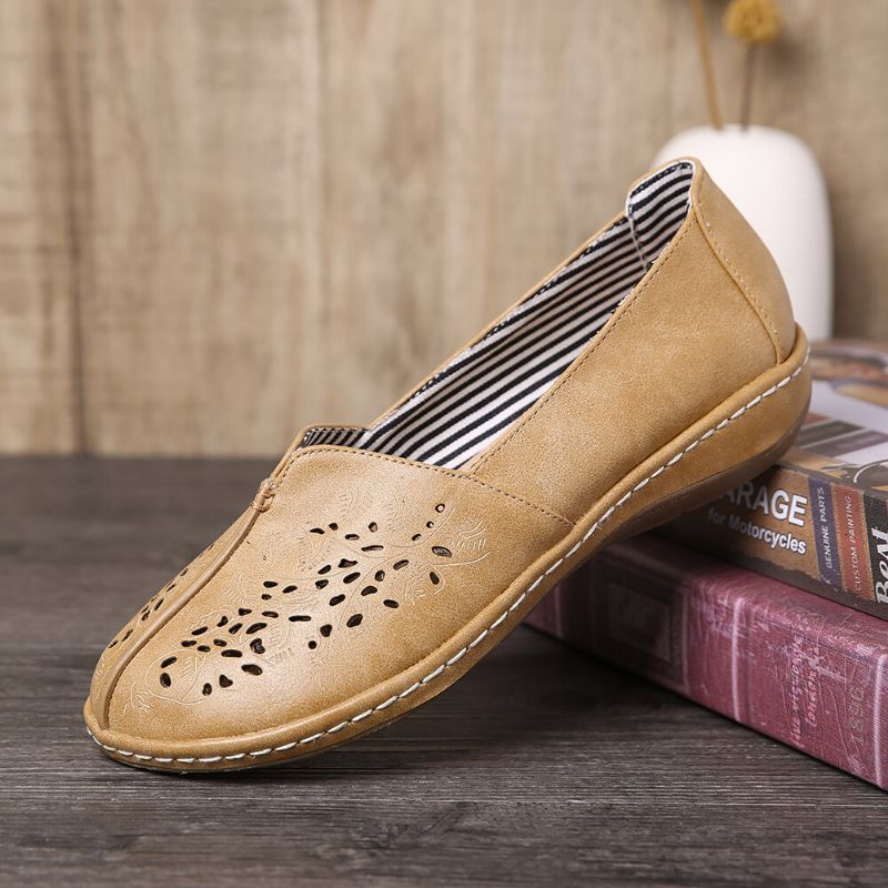 Frauen Hand Stricting Hohl Bequeme Retro Lässige Slip On Flats