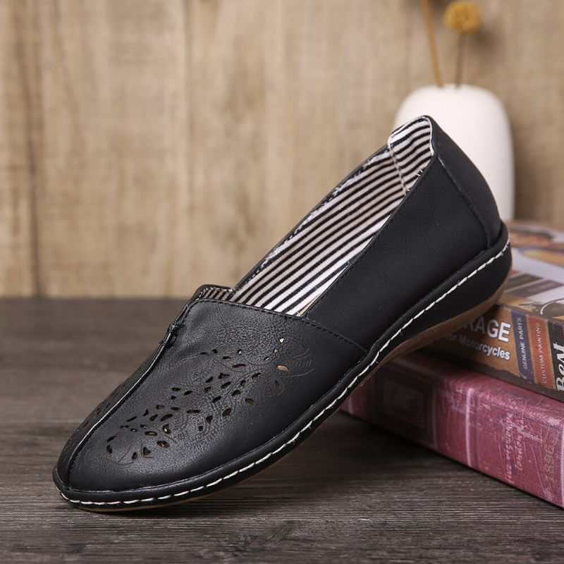 Frauen Hand Stricting Hohl Bequeme Retro Lässige Slip On Flats