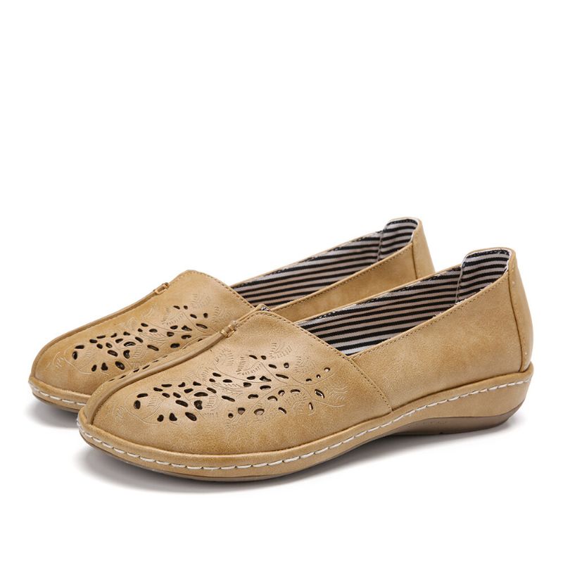 Frauen Hand Stricting Hohl Bequeme Retro Lässige Slip On Flats