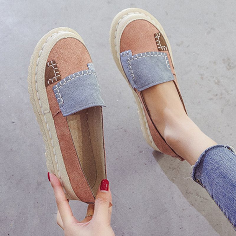 Frauen Splicing Slip Resistant Soft Casual Slip On Comfy Flats