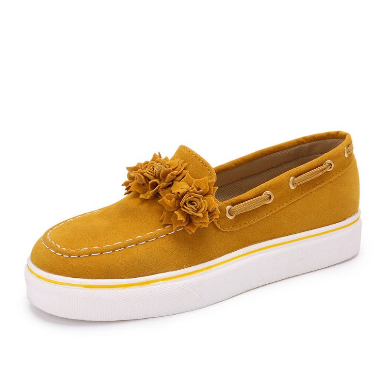 Frauen Wildleder Blume Bequemes Futter Einfache Solide Lässige Loafer Schuhe