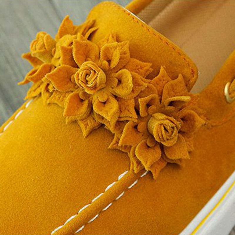 Frauen Wildleder Blume Bequemes Futter Einfache Solide Lässige Loafer Schuhe