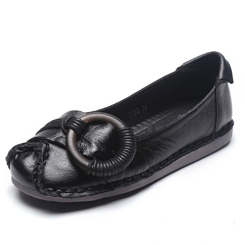 Handgefertigte Stricing Decor Bequeme Weiche Sohle Lässige Leder-slipper Für Damen