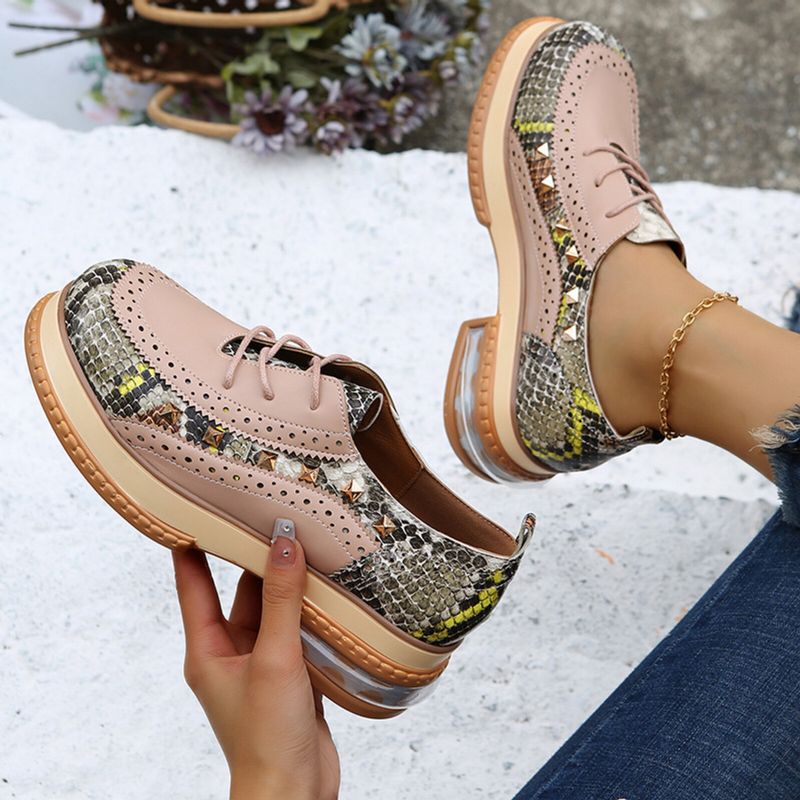 Plus Size Damen Casual Fashion Snakeskin Colorblock Oxfords Schuhe