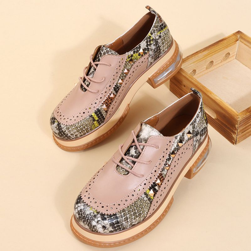 Plus Size Damen Casual Fashion Snakeskin Colorblock Oxfords Schuhe