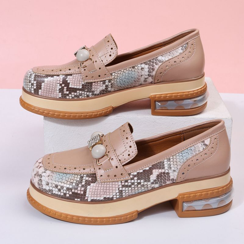 Plus Size Damen Casual Fashion Strass Dekor Snakeskin Colorblock Loafers Schuhe